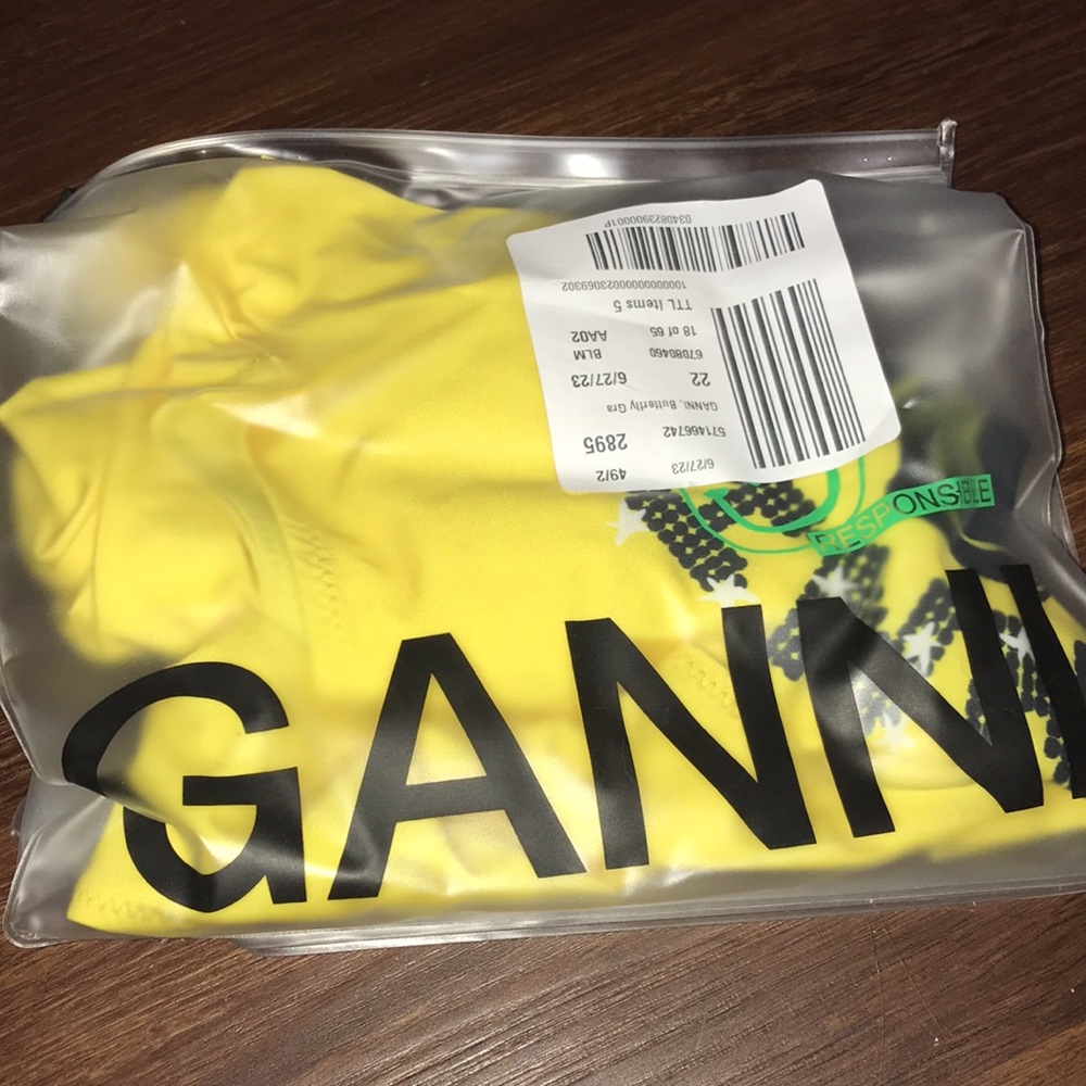 Ganni Flower Graphic Embellished One Piece Swimsuit NWT - Picture 3 of 10